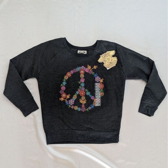Signorelli Other - New Signorelli Girl's Long Sleeve Peace Sign‎ Textured Rhinestone Shirt XL (14)